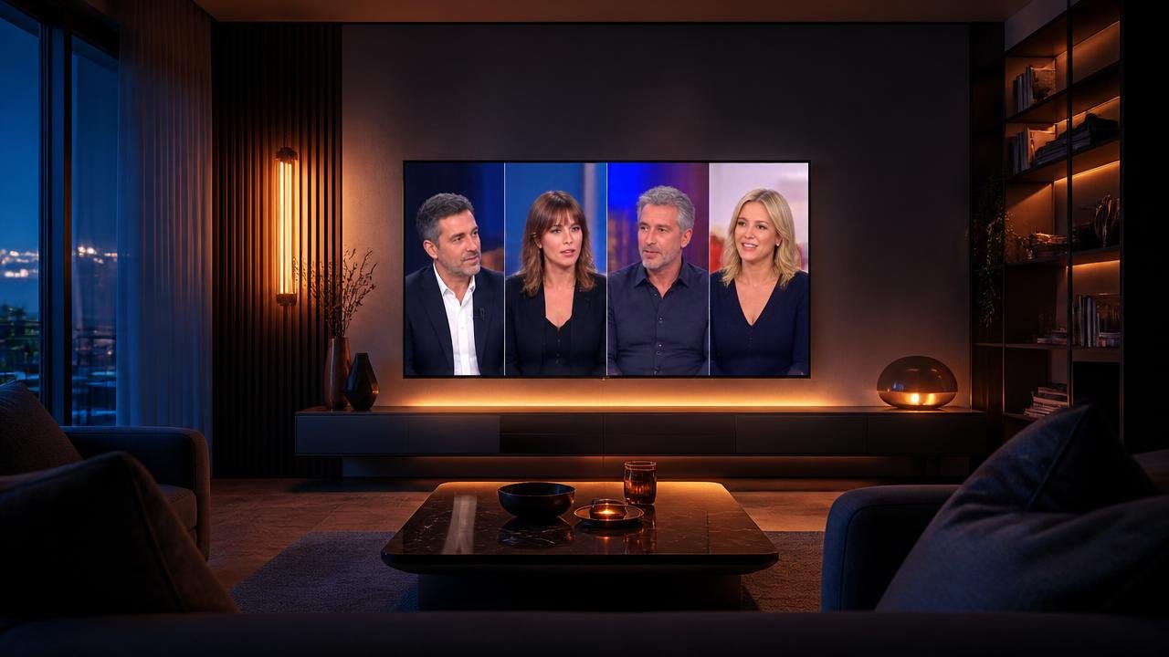 Téléviseur diffusant un service IPTV dans un salon moderne